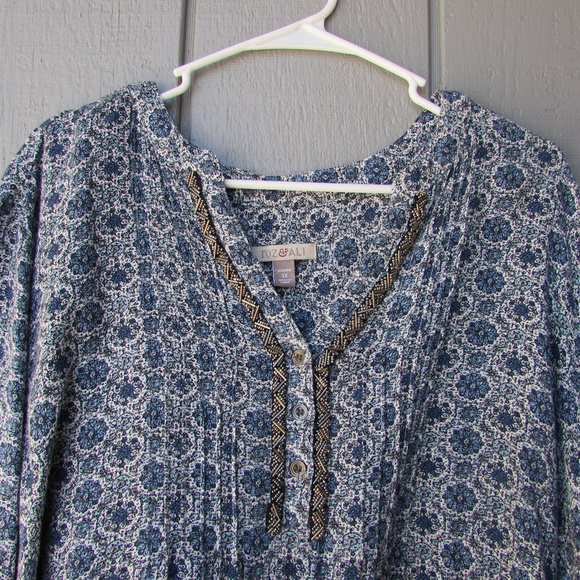 Roz & Ali Blue Blouse! Nice! - Picture 2 of 5